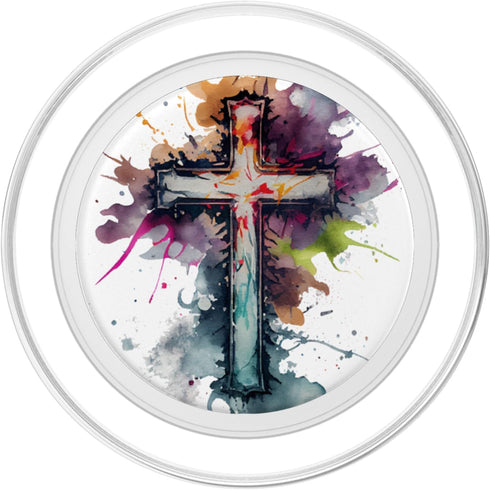Christian Cross Watercolor Illustration PopSockets PopGrip for MagSafe