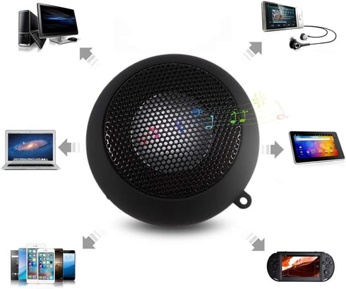 Portable Mini Speaker with 3.5mm Aux Jack Plug in Loud Basse Speaker for Smart Phone, Retractable Mobile Line-in Speaker for iPad Laptop Computer(Black)