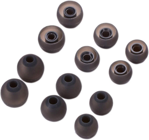 Silicone Replacement Ear Tips for Mpow, Tozo, Aukey, Senso Bluetooth Earphones, 6 Pairs (Black and Gray)