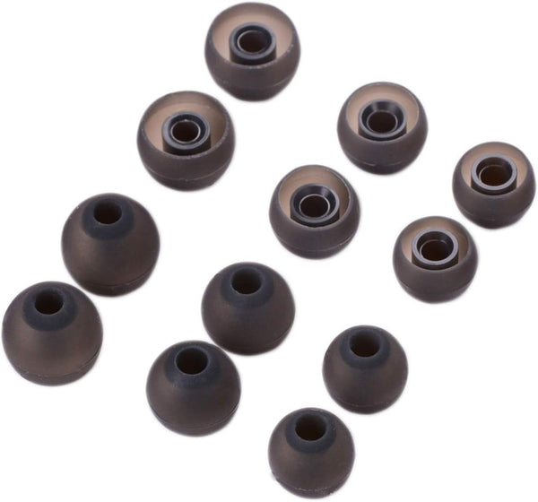 Silicone Replacement Ear Tips for Mpow, Tozo, Aukey, Senso Bluetooth Earphones, 6 Pairs (Black and Gray)