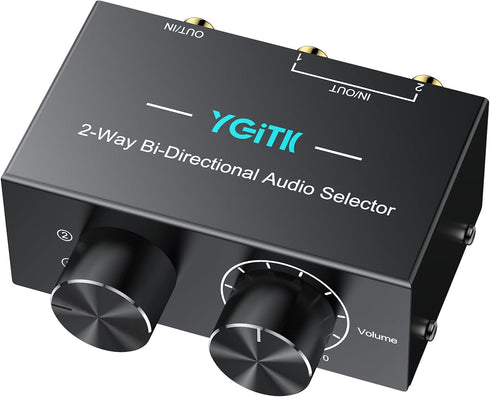 YGiTK 2-Way Stereo Audio Switcher 2-in-1-Out/ 1-in-2-Out Bi-Directional 3.5mm Aux & RCA L/R