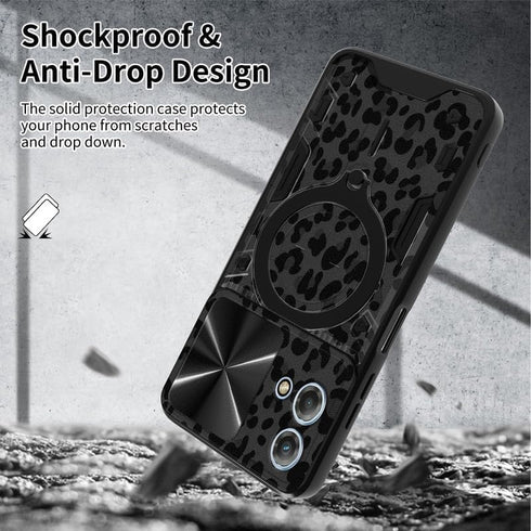 Shop Motorola G Stylus 5G 2023 Case: Black Leopard Print, 6.6" with Screen Protector, Slide Camera Cover & Ring Holder