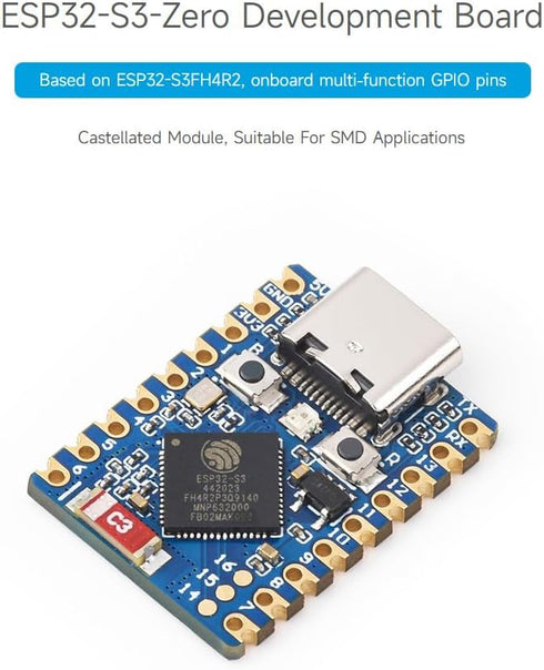 Waveshare ESP32-S3 Mini Development Board, ESP32-S3FH4R2 Dual-Core Processor, 240MHz, 2.4GHz Wi-Fi & Bluetooth 5