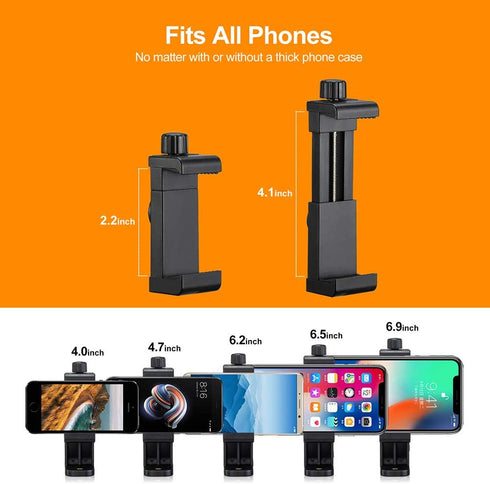 Phone Tripod Mount Adapter, Universal Cell Phone Holder, Fits Any Smartphone, Rotating Vertical and Horizontal