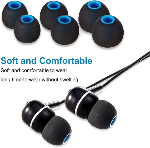 Earbud Tips Soft Silicone Replacement Tips for in-Ear Headphones (Inner Hole 3.8mm - 4.2mm) 9 Pairs S/M/L