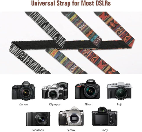 MoKo Camera Strap, Retro Cotton Canvas Woven Strap Universal Shoulder Neck Strap Belt for ALL DSLR/SLR Cameras Canon/Sony/Nikon, Adjustable Thin Strap for Adults & Kids, Bohemia Dark Orange