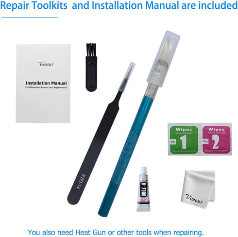 Rear Camera Lens Glass Replacement for iPhone 15 Pro Max with Pre-Installed Adhesive, Installation Manual, Repair Tool