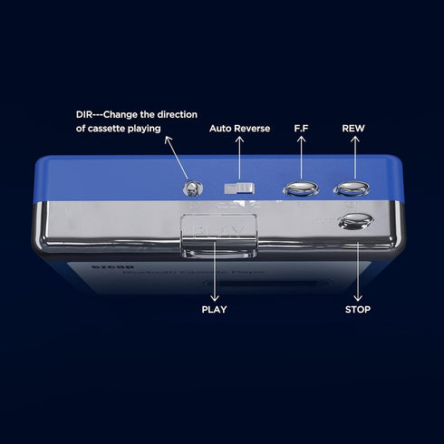 Cassette 3.5mm Ezcap Bluetooth Player, Walkman Tape Player with Jack Headphone and Speaker, Auto Reverse Function, USB