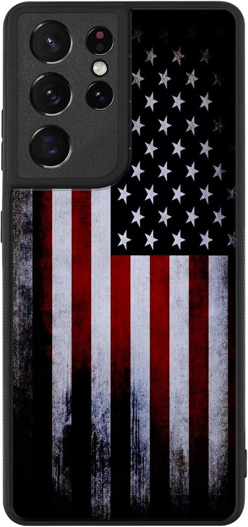 Tnarru Samsung Galaxy S21 Ultra Case - American Flag Pattern, Military-Grade Drop Protection, Anti-Scratch, Shockproof