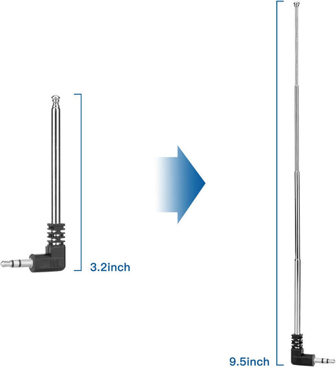 ENUODA 3.5mm FM Radio Antenna 4 Sections Telescoping Antenna 8.2cm/24.5cm,for Mobile Cell Phone,Teenage Engineering OP-1 and Other Electronics Products 3.5mm Port FM Radio Receiver