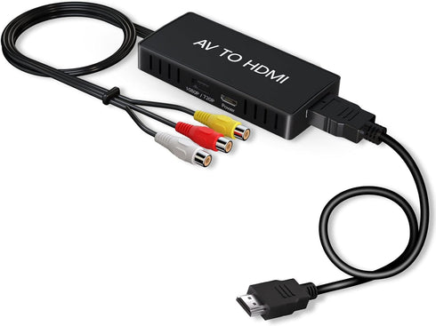 RCA to HDMI Converter, AV to HDMI Adapter, 1080P Mini Composite to HDMI, Supports PAL/NTSC for PC, Laptop, TV, WII,