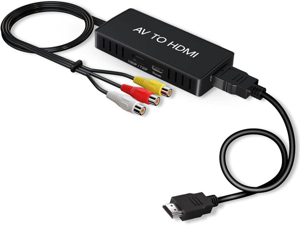 RCA to HDMI Converter, AV to HDMI Adapter, 1080P Mini Composite to HDMI, Supports PAL/NTSC for PC, Laptop, TV, WII,