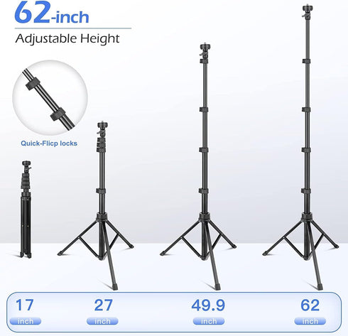 SENSYNE 62" Phone Tripod & Selfie Stick, Extendable Cell Phone Tripod Stand with Wireless Remote