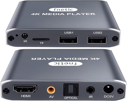 fnetic 4K HD Digital Media Player, TV MP4 Video Player for USB Drive/Micro