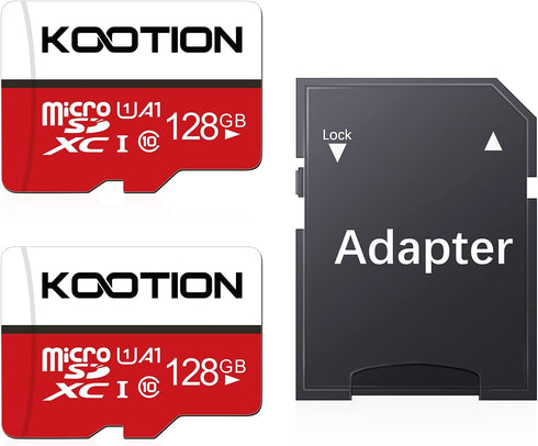 KOOTION 128GB Micro SD Card 2 Pack, UHS-I microSDXC Flash Memory Card with Adapter