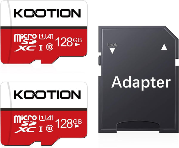 KOOTION 128GB Micro SD Card 2 Pack, UHS-I microSDXC Flash Memory Card with Adapter