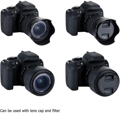 JJC EW-63C Reversible Lens Hood Sun Shade for Canon EOS Rebel T8i T7i T6i T5i SL3 SL2 90D 80D 70D 77D with Kit Lens