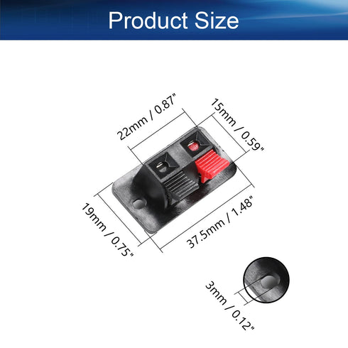 Heyiarbeit 8Pcs 2-Way Speaker Terminal Block Spring Push Release Connector 2 Position Amplifier Spring Jointing Clamp Test Clip