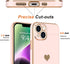 Teageo iPhone 14 Case for Women, Cute Love Heart Luxury Electroplate Plating Soft Bling Back Cover - Light Pink