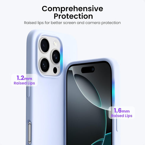 ORNARTO 16 6.3", 3 Compatible with iPhone Pro Case Slim Liquid Silicone Layers Soft Gel Rubber Shockproof Protective