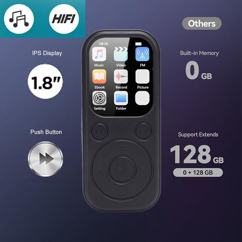 Zunate 128GB MP3 5.4, 2.01 Inch MP3 10,000+ 500mAh (32G HiFi Player with Bluetooth Screen Digital Music Player