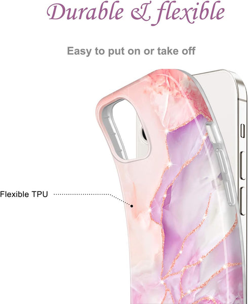 JIAXIUFEN Sparkle Gold Glitter Case for iPhone 12 mini, Marble Slim Shockproof TPU Soft Rubber Silicone Cover, 5.4 inch