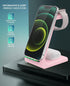 Wireless Charging Station - 3 in 1 Fast Desk Charger for iPhone 15/14/13/12/11 Pro Max/X/Xs Max, AirPods, iWatch (pink)