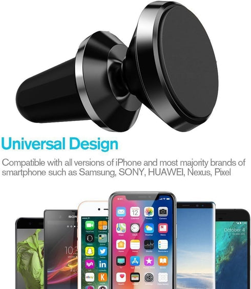 Magnetic Phone Car Mount Holder, eTECH Universal Air Vent (Black)