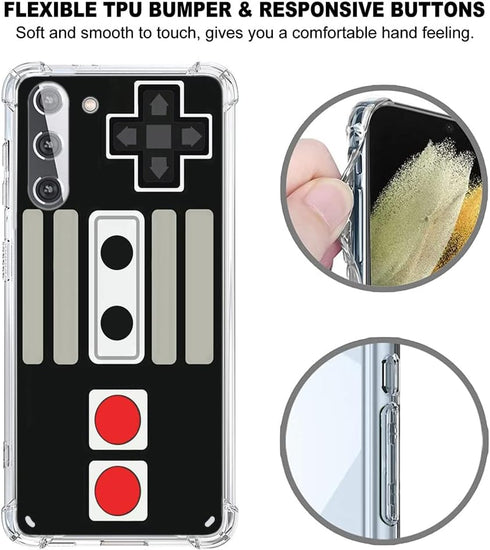 Hard PC Bumper Shockproof Clear Soft Slim Design Case for Samsung Galaxy S21 Plus 6.7inch 2021 - Retro Game