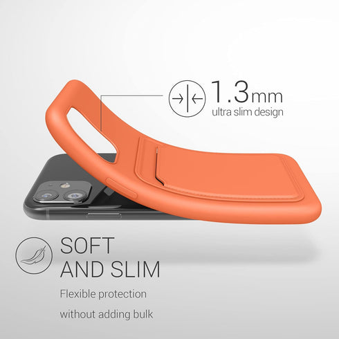 kwmobile Case Compatible with Apple iPhone 11 Case - TPU Phone Cover with Credit Card Holder - Orange