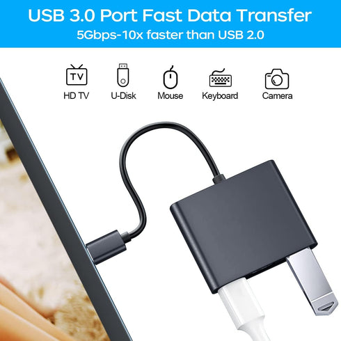 USB C to HDMI Multi-Port Adapter, Digital AV Adapter with 4K HDMI & USB 3.0 & 87W Type C