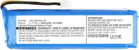 6000mAh AEC982999-2P Battery Replacement Compatible with JBL Charge Portable Bluetooth Speaker