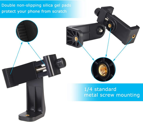 SharingMoment 1/4 inch Premium Smartphone Holder/Vertical and Horizontal Tripod Mount Adapter Rotatable Bracket