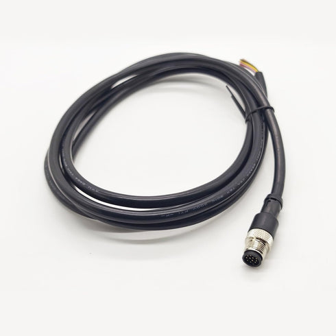 M12 12 Pin Male Connector Cable, A Code Straight Molding Cable for Industrial Molded Cable AWG26 (2Meter)