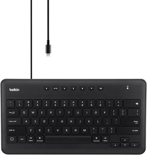 Belkin Wired Keyboard for Apple iPad with Lightning Cable - Works with iPad, iPad Pro, iPad Mini, iPad Air Models -