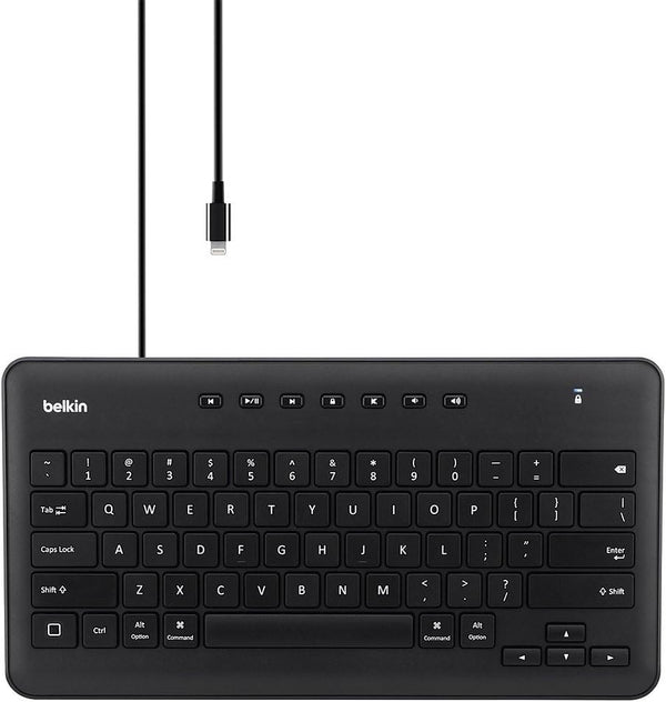Belkin Wired Keyboard for Apple iPad with Lightning Cable - Works with iPad, iPad Pro, iPad Mini, iPad Air Models -