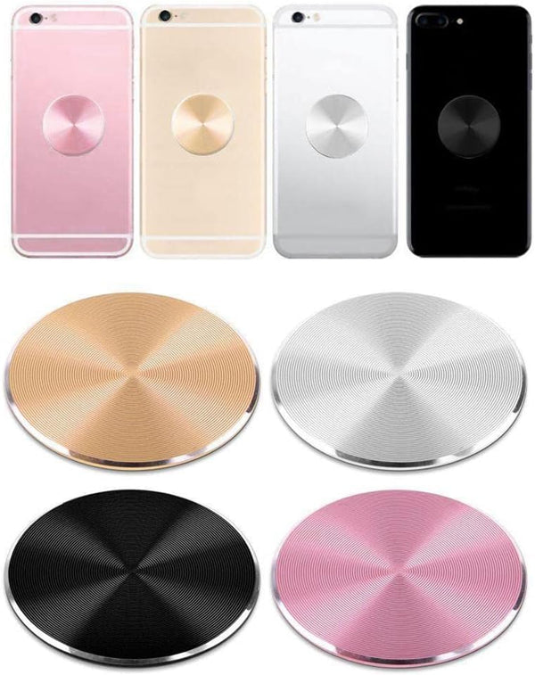 Cute Replacement Metal Plates Set, 4 Pack for Magnetic Phone Holder, Strong Circular 3M Adhesive Stickers