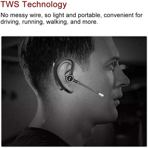 V8s Bluetooth Headset Car Wireless Earpiece Handsfree 120H Standby Time Business Style Bluetooth Earpiece Headphone Clear Voice Capture in-Ear Wireless Earbuds for Cellphone