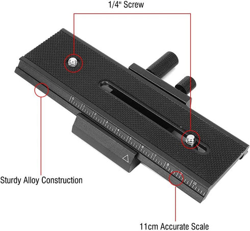 Joyzan 2 1/4" Macro Focusing Rail Slider, Way Shot Focus Mount Camera Flash Support Bracket Holder Photography Closeup