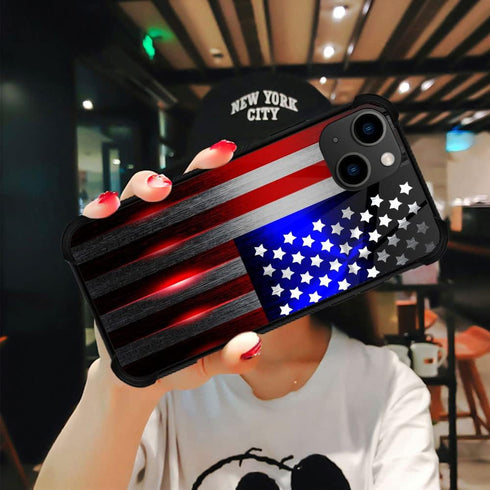 ZHEGAILIAN iPhone 15 Plus Case, 6.7-inch, Shock-Proof Plexiglass, Cut American Flag Design, Compatible with iPhone 15
