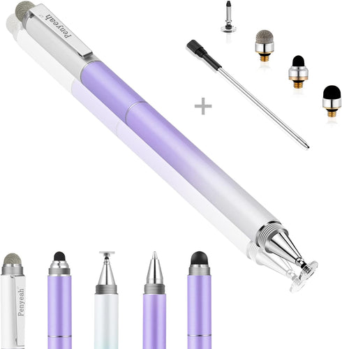 Penyeah Stylus Pen - 4 in 1 Universal Touch Screen Disc Tip/Mesh & Rubber Tip for iPad/iPhone/Android - Dream Purple