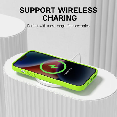 Silicone Case for iPhone 14 Plus, Glossy Soft Rubber Gel Plastic Jelly Neon Bright Color Protective Cover for Women