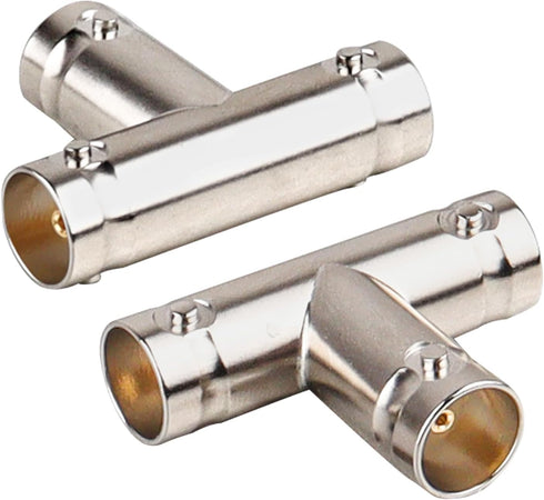 2PCS BNC Splitter Adapter, 75 Ohm BNC Female to Dual Female Splitter 1 in 2 Out for SDI HD-SDI CCTV Security System