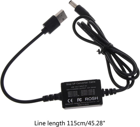 Bottone DC5.5x2.1mm 5V 12V, 3A, USB to Power Regulator Charging Cable, to Indoor Use, Compatible with Laptop, Power