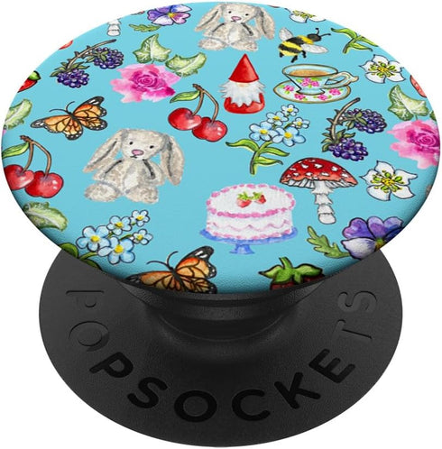 Coquette Aesthetic Botanical Garden Tea Blue Dollette PopSockets Standard PopGrip