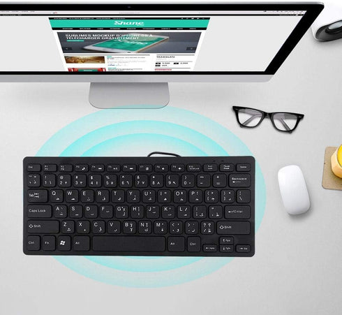 Arabic Keyboard, Wired Mini Portable Keyboard, USB Interface for Desktop Computer, 78 Keys, Ultra-Thin Mini Industrial