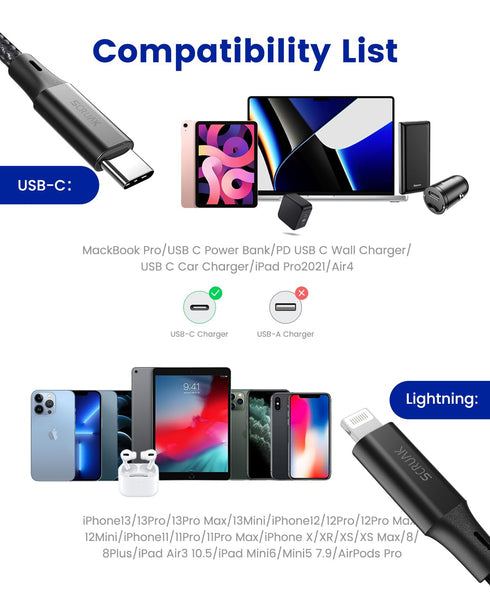 Extra Long iPhone Charger Cord 16Ft, USB C to Lightning Cable Fast Charging for iPhone 13/12/11/Max/XS/XR