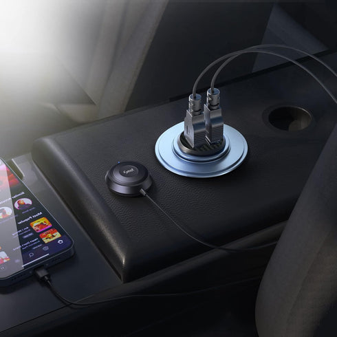 Bluetooth 5.0 Car Kit, AUX Bluetooth Adapter for Handsfree Talking and Music Streaming, Wireless Receiver with USB