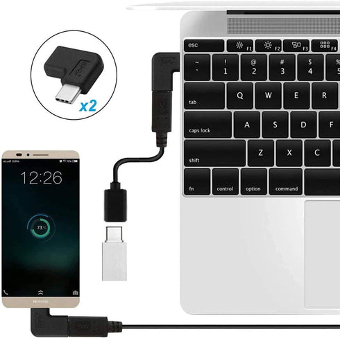 USB-C 90 Degree Angle Adapter, 2 Pack Male to Female Right & Left Angled USB 3.1 Type-C Extension