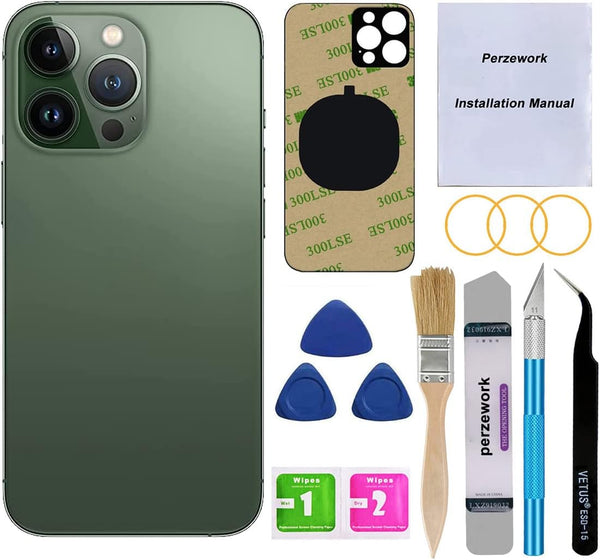 Rear Back Glass Replacement for iPhone 13 Pro 6.1 inch All Carriers with Professional Repair Tool Kits (Alpine Green)
